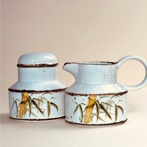 Midwinter Stonehenge Rangoon Creamer Sugar Bowl Bamboo Pattern England